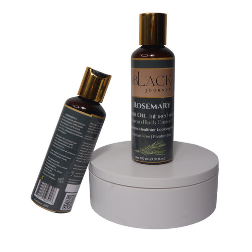 The Black Journey Rosemary Hair Oil infused with Jamaican Black Castor Oil